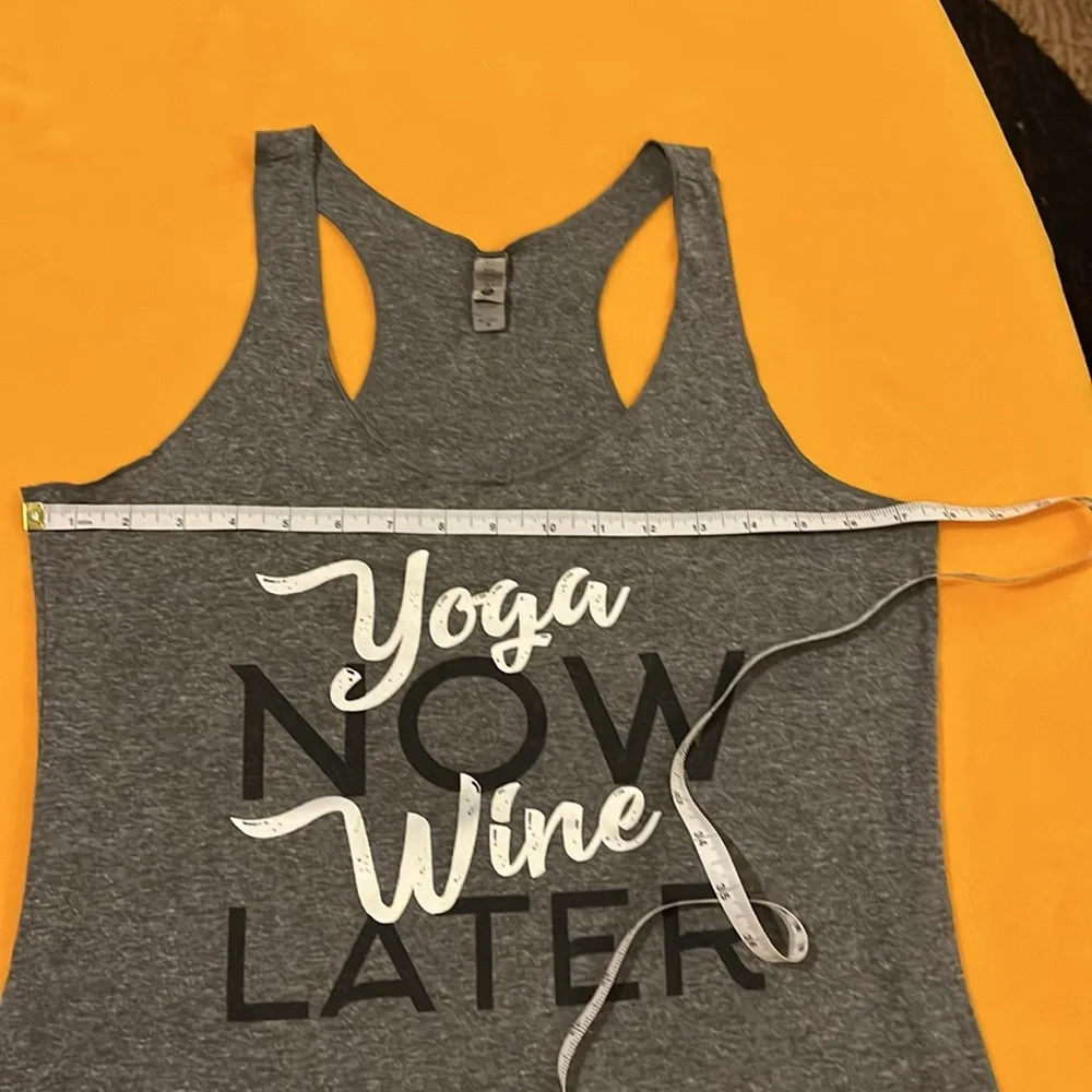 Next Level Apparel women’s yoga tank top. Grey with black and white message. M-L - Picture 6 of 9